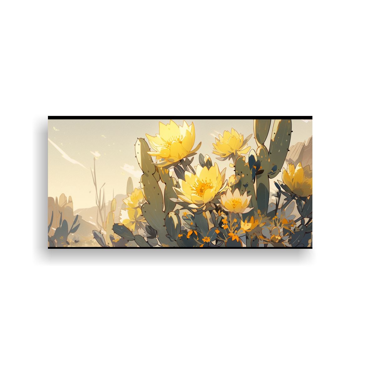 GENERICO - Cuadro Impreso Cactus En Amarillo Atmosfera 140x70 Cm.