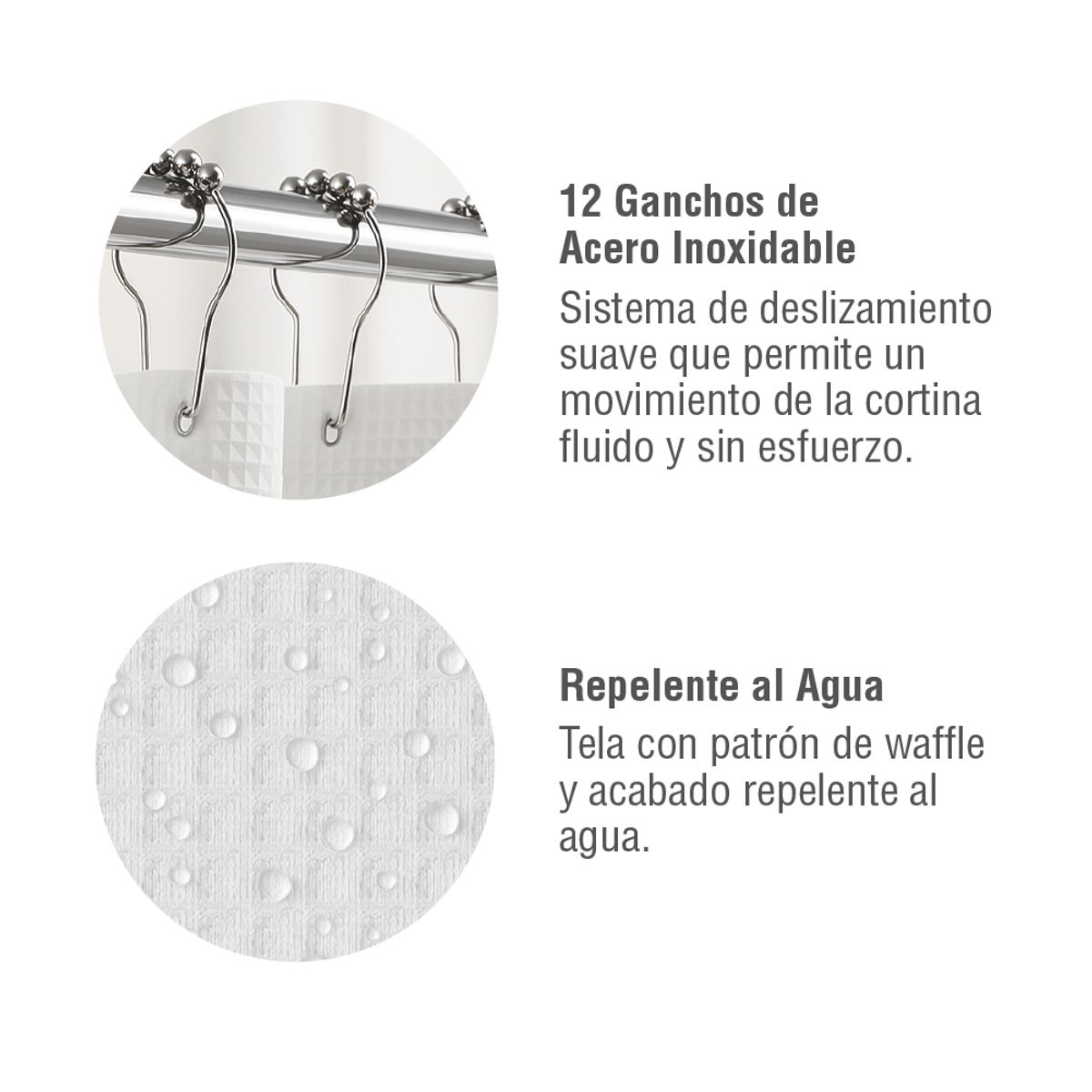 HOME LOGICS - Cortina Baño Waffle 180 x 183 cm White Home Logics 1 un