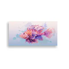GENERICO - Cuadro Patron Intenso Leon Peces En Tonos Malva 140x70 Cm.