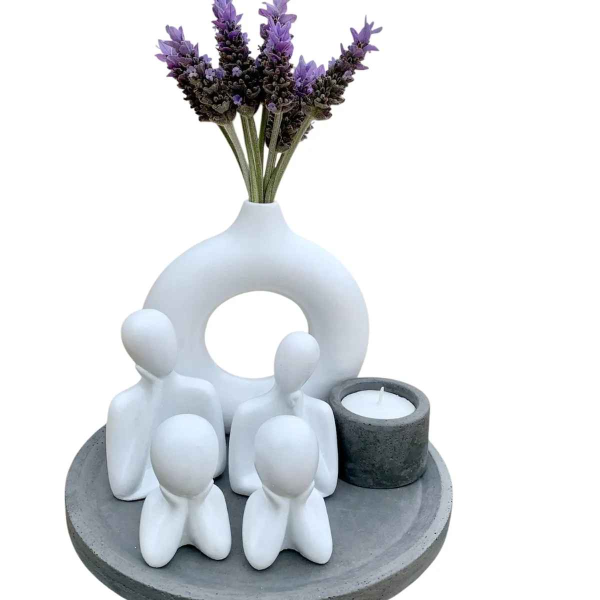 GENERICO - Set Decorativo Familia con 2 hijos Cemento