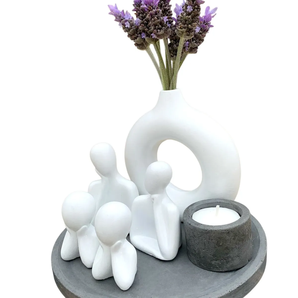 GENERICO - Set Decorativo Familia con 2 hijos Cemento