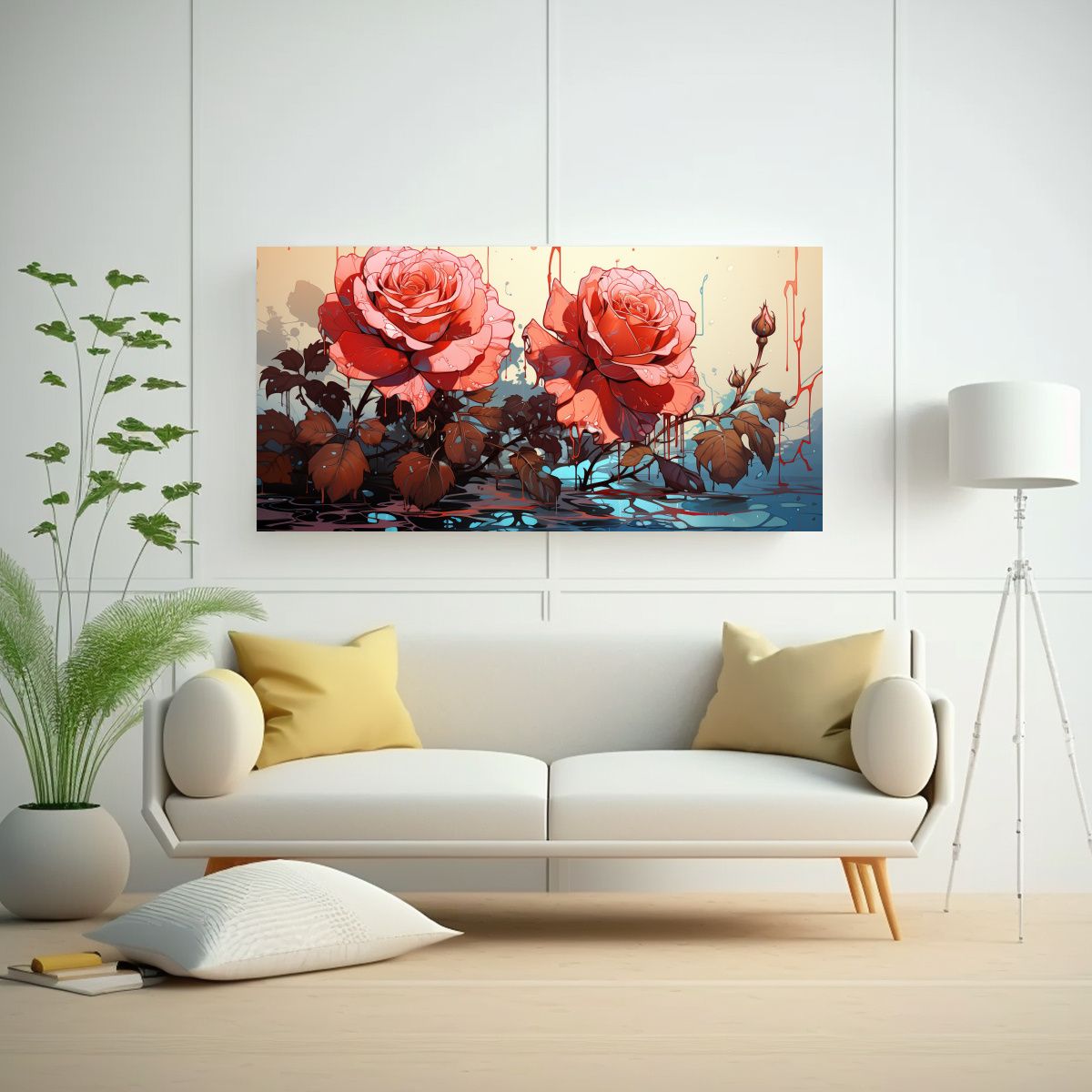 GENERICO - Lienzo Diseño Calidez Pintura Decorativa De Rosa 120x60 Cm