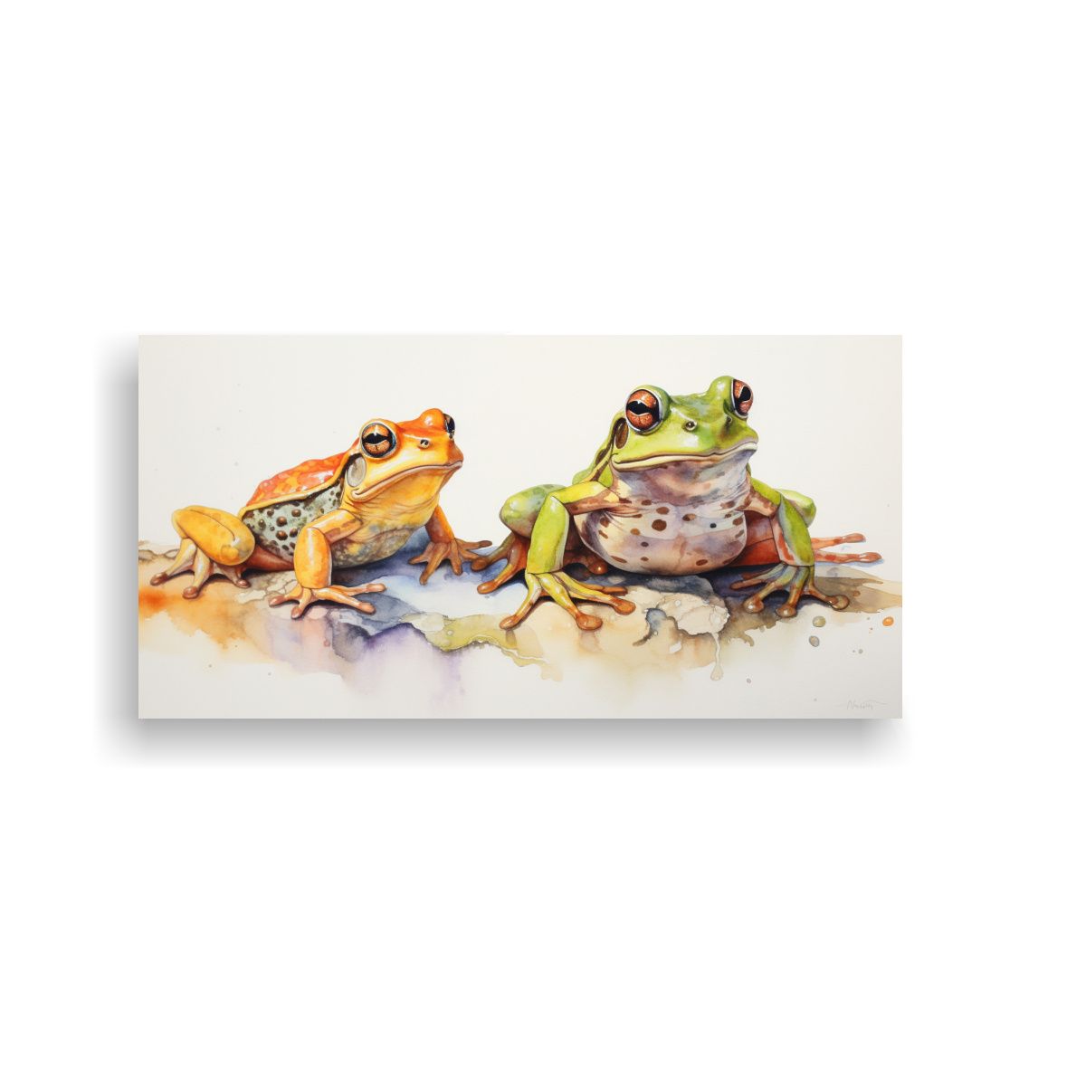 GENERICO - Pinturas Acuarela Coloridas Tema Ranas Y Sapos 120x60 Cm