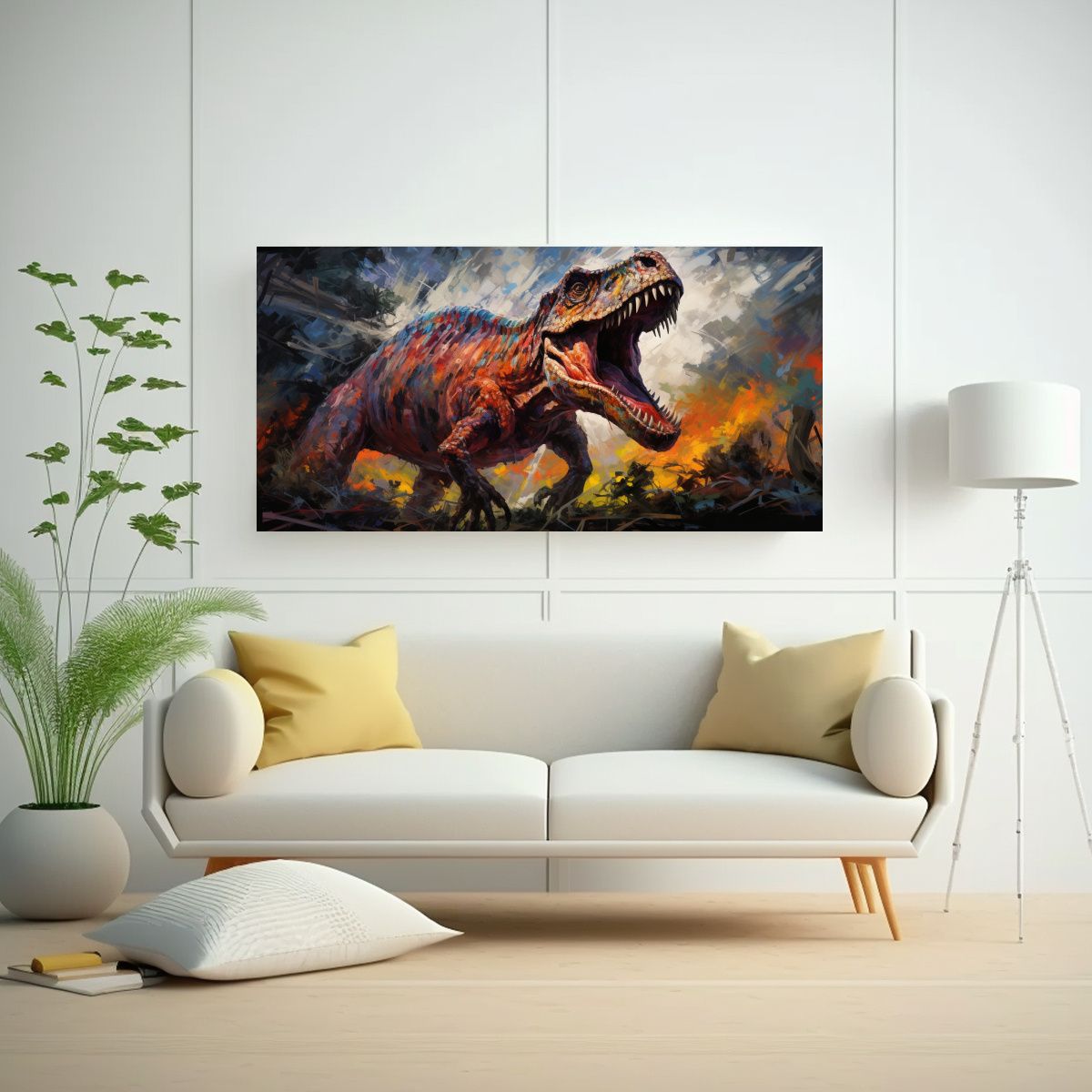 GENERICO - Lienzo Horizontal Con Dinosaurios Legendarios En 120x60 Cm