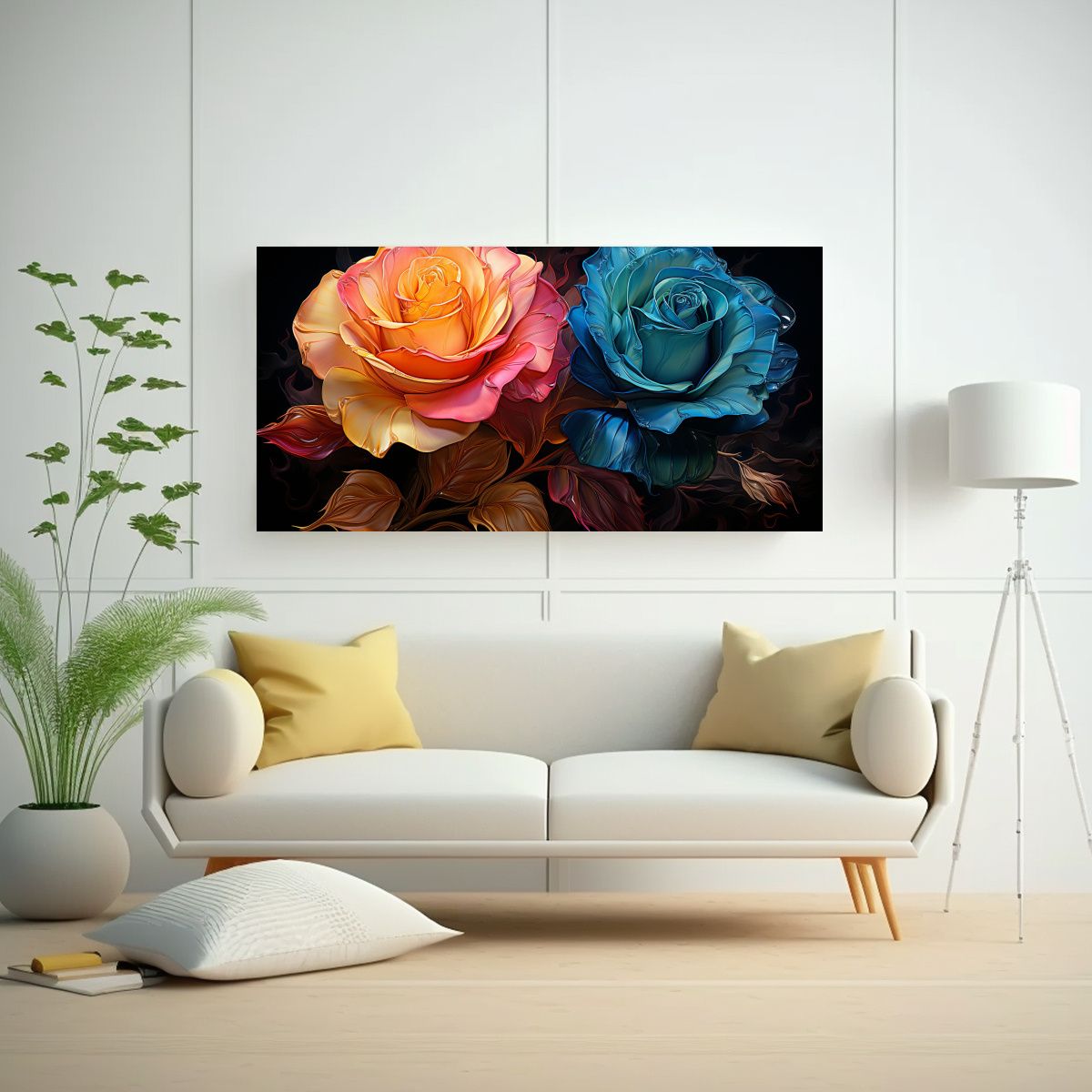 GENERICO - Cuadro Patron Intenso Rose Estilo Van Gogh 120x60 Cm