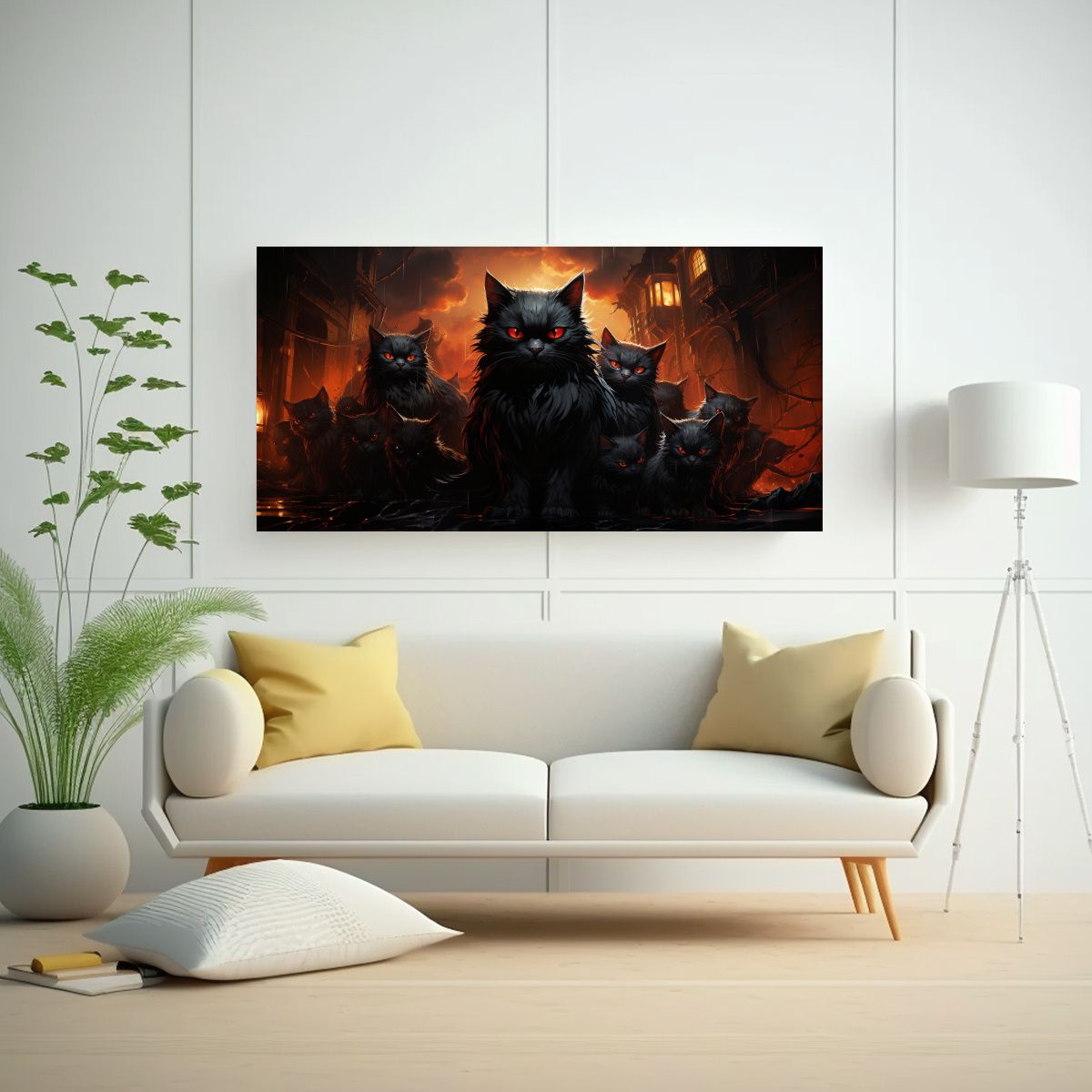 GENERICO - Cuadro Vanguardia Monstruos Gatitos Malvados En 120x60 Cm.