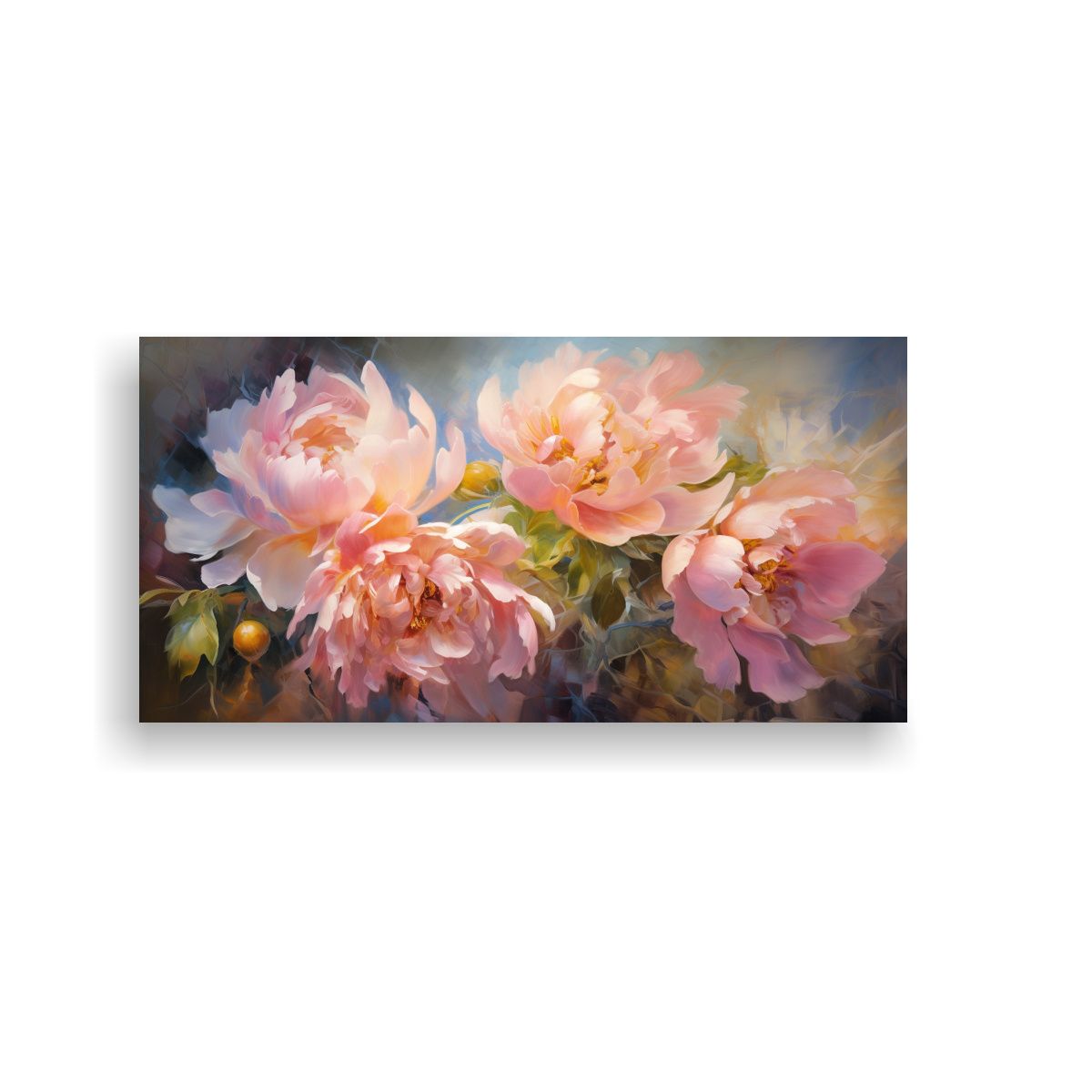 GENERICO - Cuadro Abstracto De Peonías Modernas En Estilo 120x60 Cm.