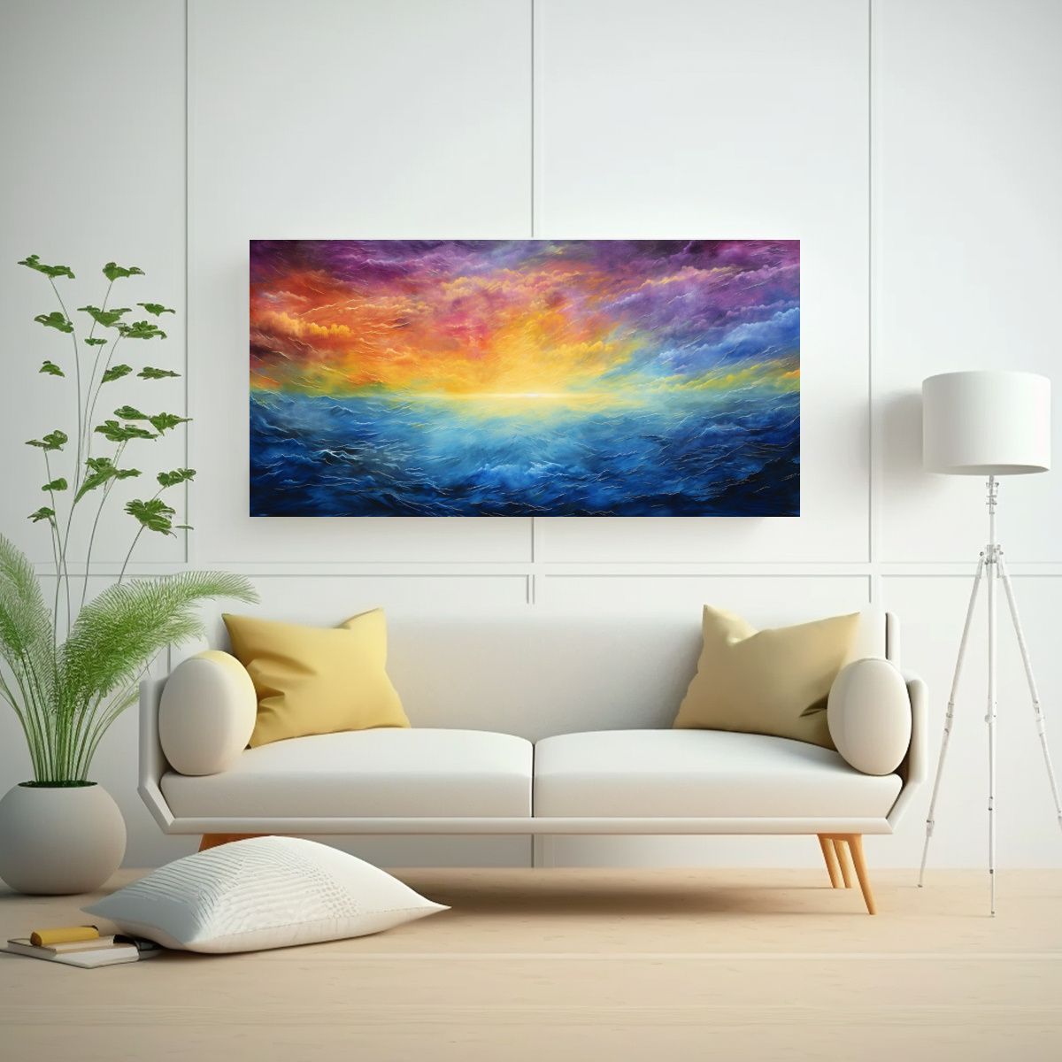 GENERICO - Cuadro Abstracto Luminoso Cielo Matutino Con 120x60 Cm