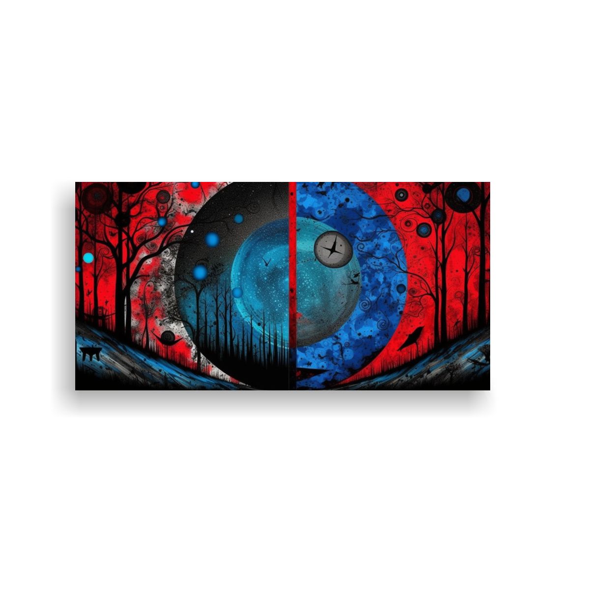 GENERICO - Pinturas Abstractas Rojo Azul Y Negro Para 140x70 Cm