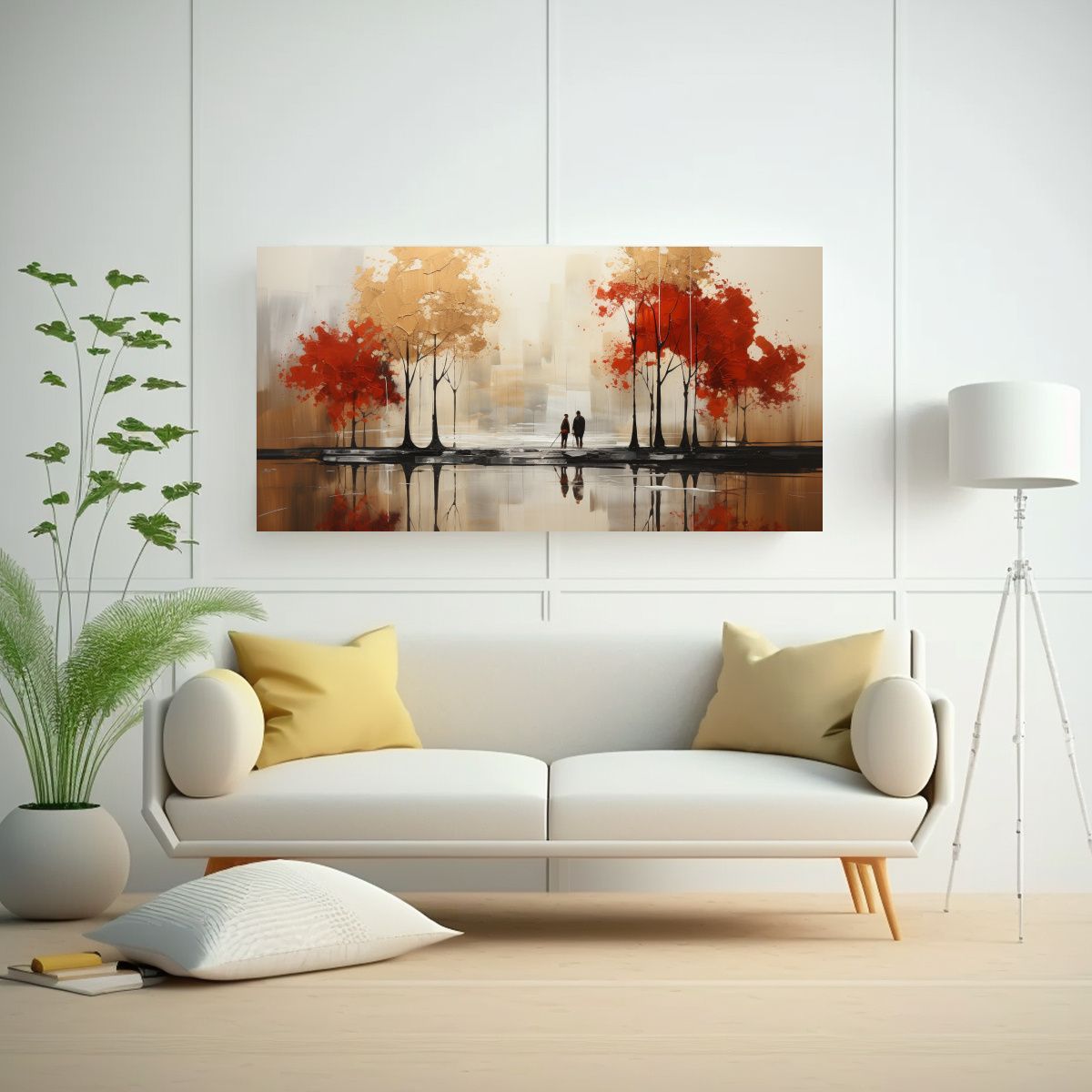 GENERICO - Cuadro Imagen Equilibrio Visual árboles En Plata 120x60 Cm