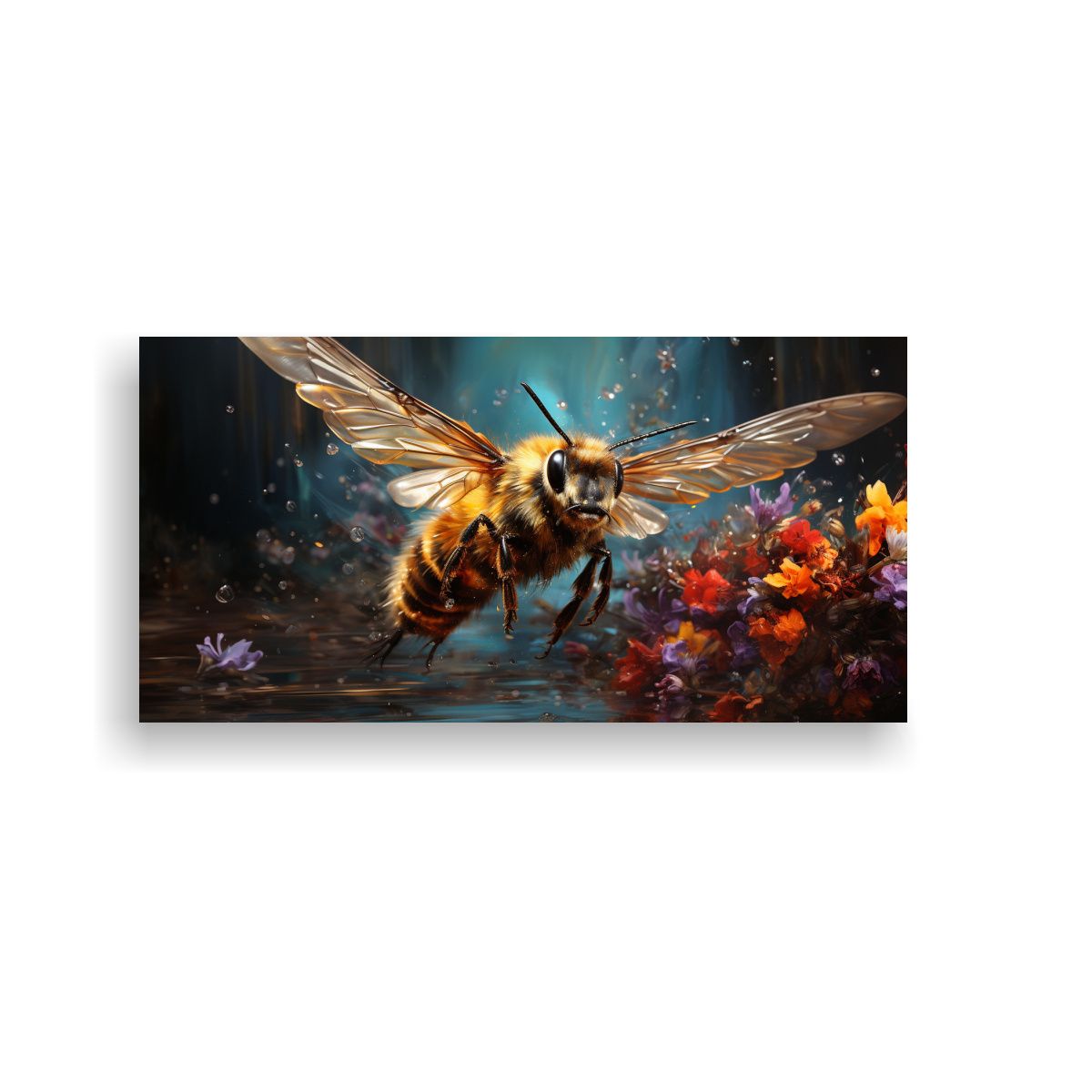 GENERICO - Cuadro Decorativo Rectangular Abeja En Estilo 120x60 Cm