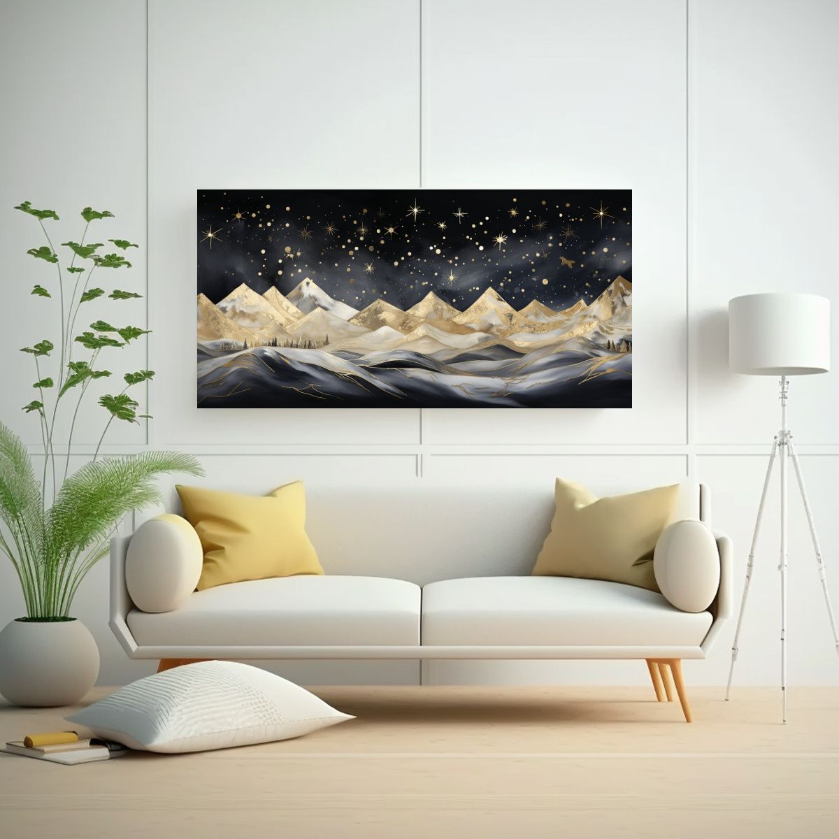 GENERICO - Paisaje Montañoso Simétrico Con Estilo Elegante 120x60 Cm