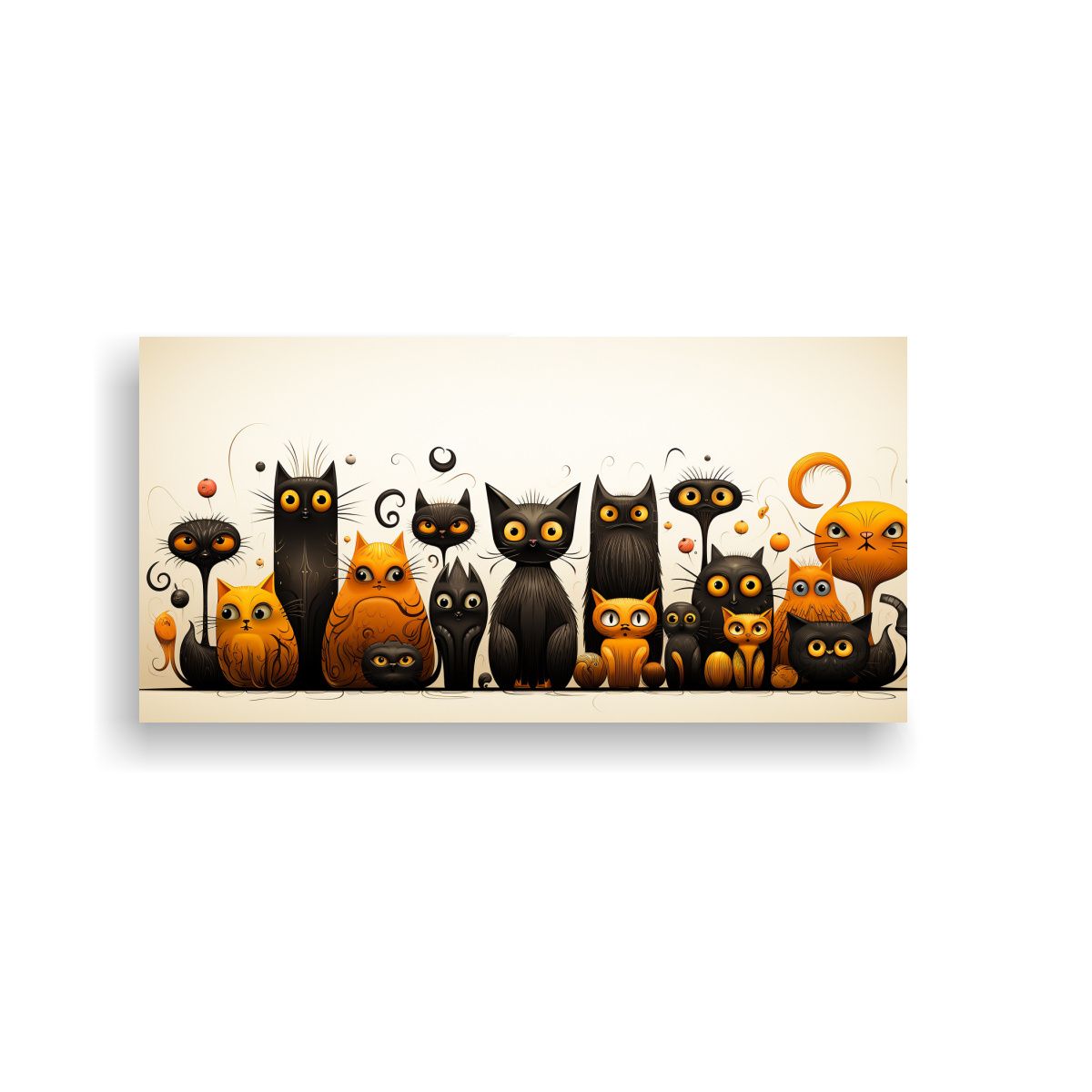 GENERICO - Cuadros Abstractos De Gato Negro Con Variedad De 140x70 Cm