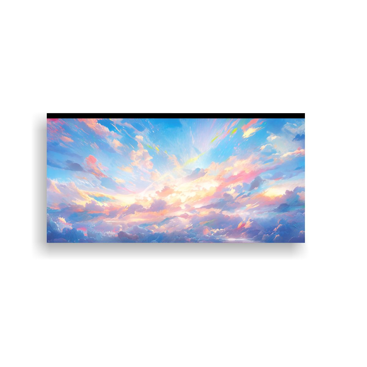 GENERICO - Pintura Abstracta Pared Amanecer Con Arcoíris Y 140x70 Cm