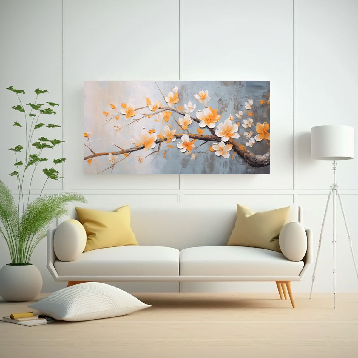 GENERICO - Cuadro Decorativo Formación De Cerezos En Flor 140x70 Cm