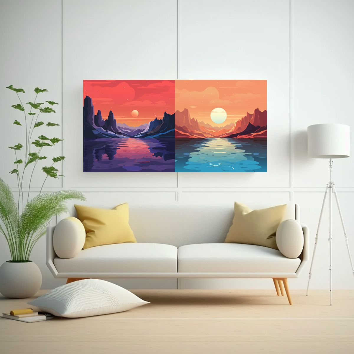 GENERICO - Pinturas Abstractas Surrealistas De Paisajes 120x60 Cm.