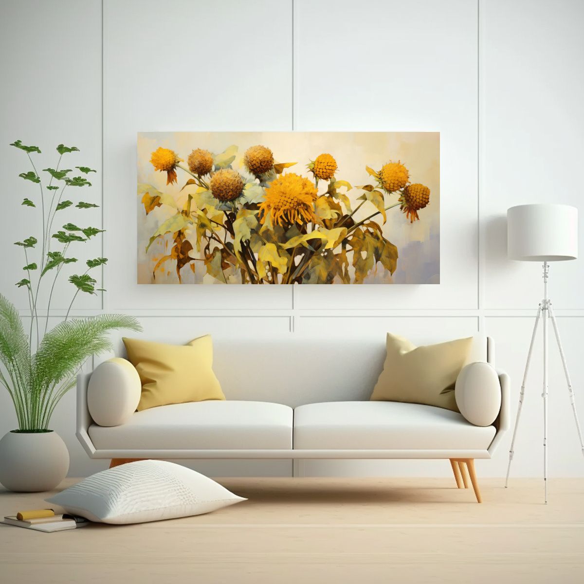 GENERICO - Arte De Pared Dibujo Flores Alcachofa De 140x70 Cm