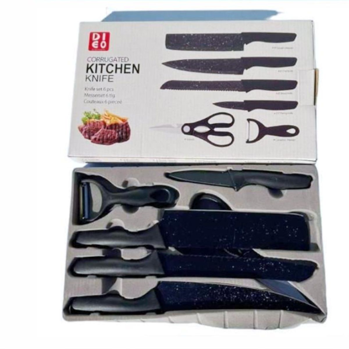 GENERICO - Set de Cuchillos De Cocina 6pcs Con Tijera Y Pelador