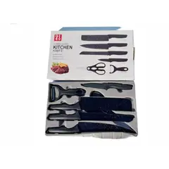 GENERICO - Set de Cuchillos De Cocina 6pcs Con Tijera Y Pelador
