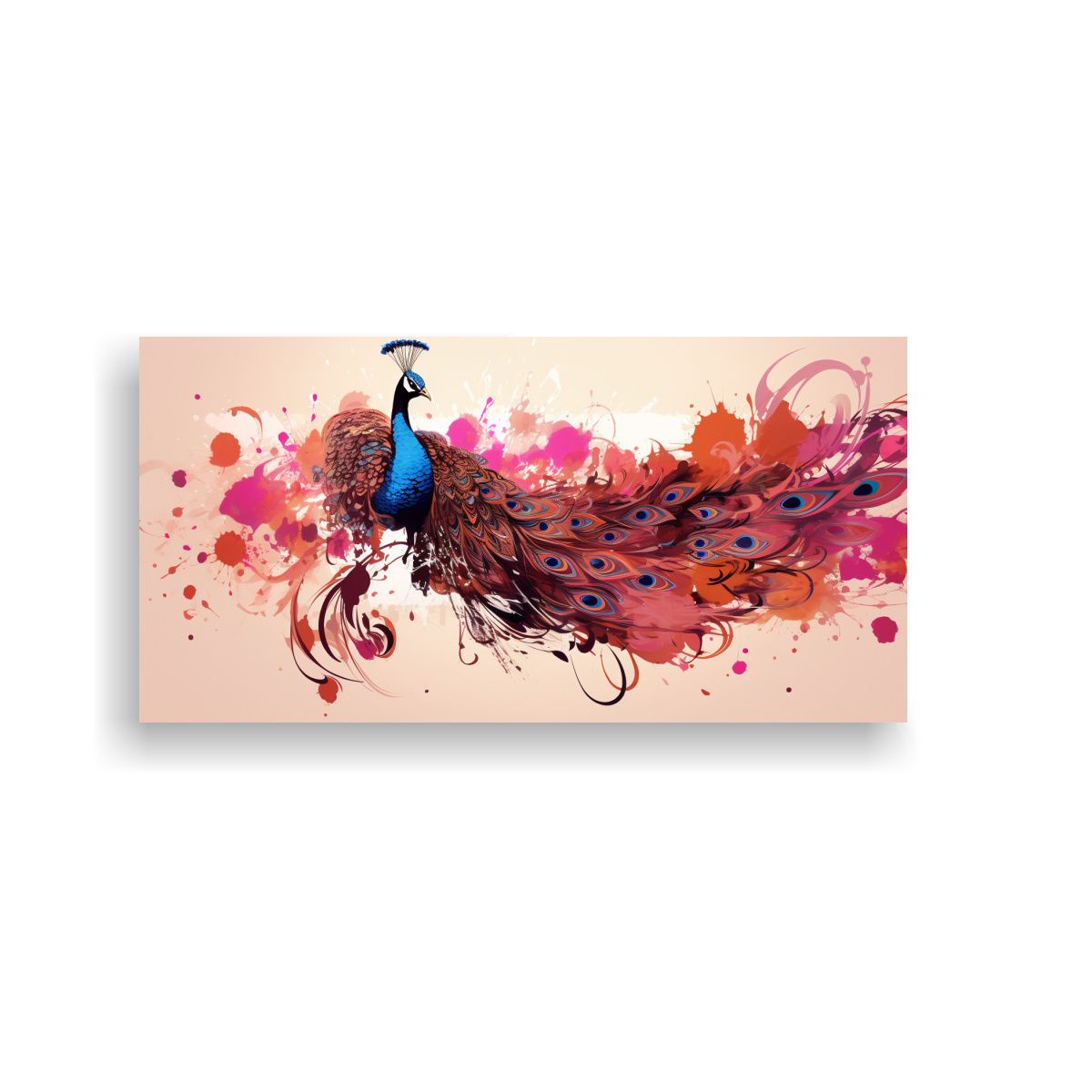 GENERICO - Arte De Pared Peacock En Colores Marrón Y Rosa 140x70 Cm