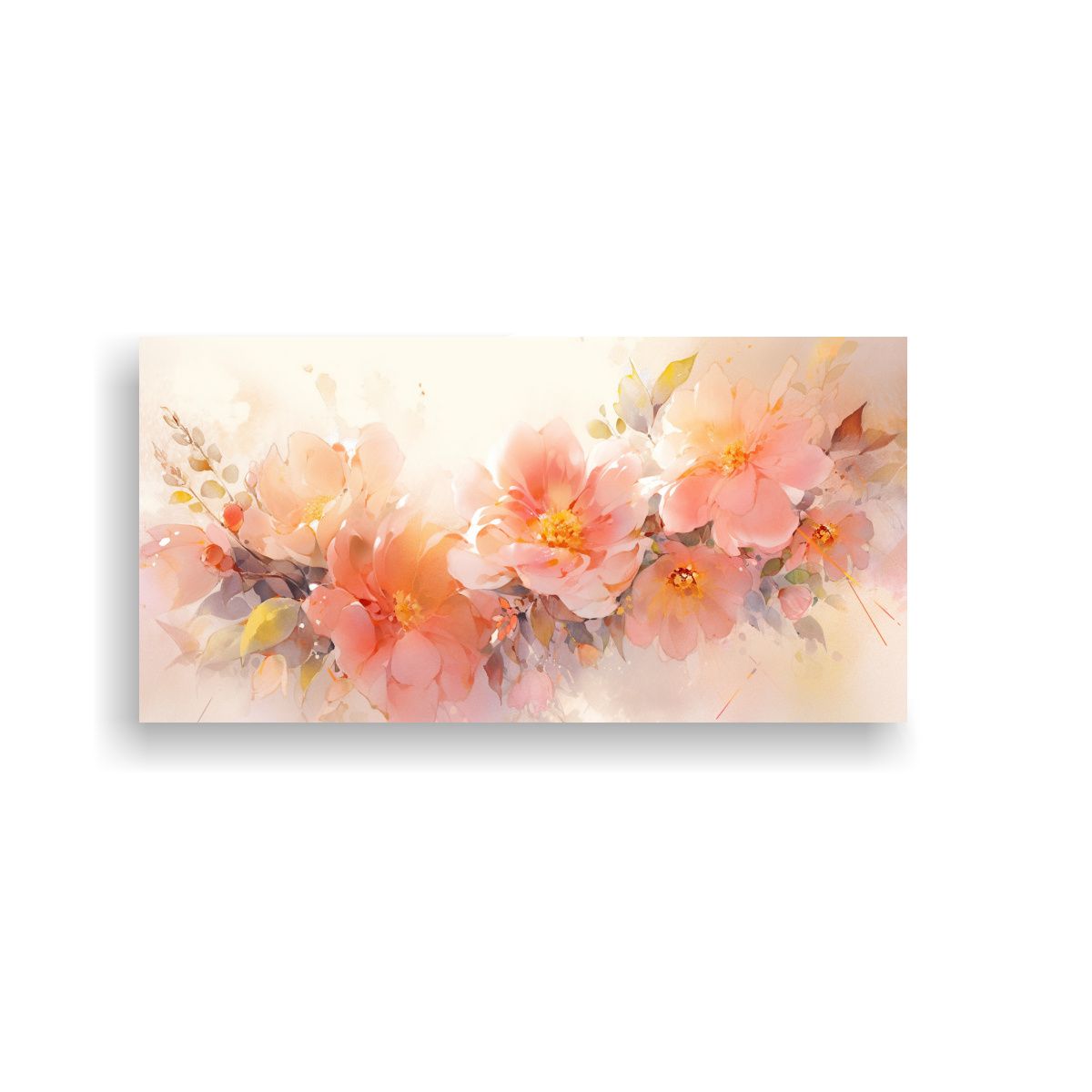 GENERICO - Pintura Acuarela Flores En Lienzo Estilo 120x60 Cm