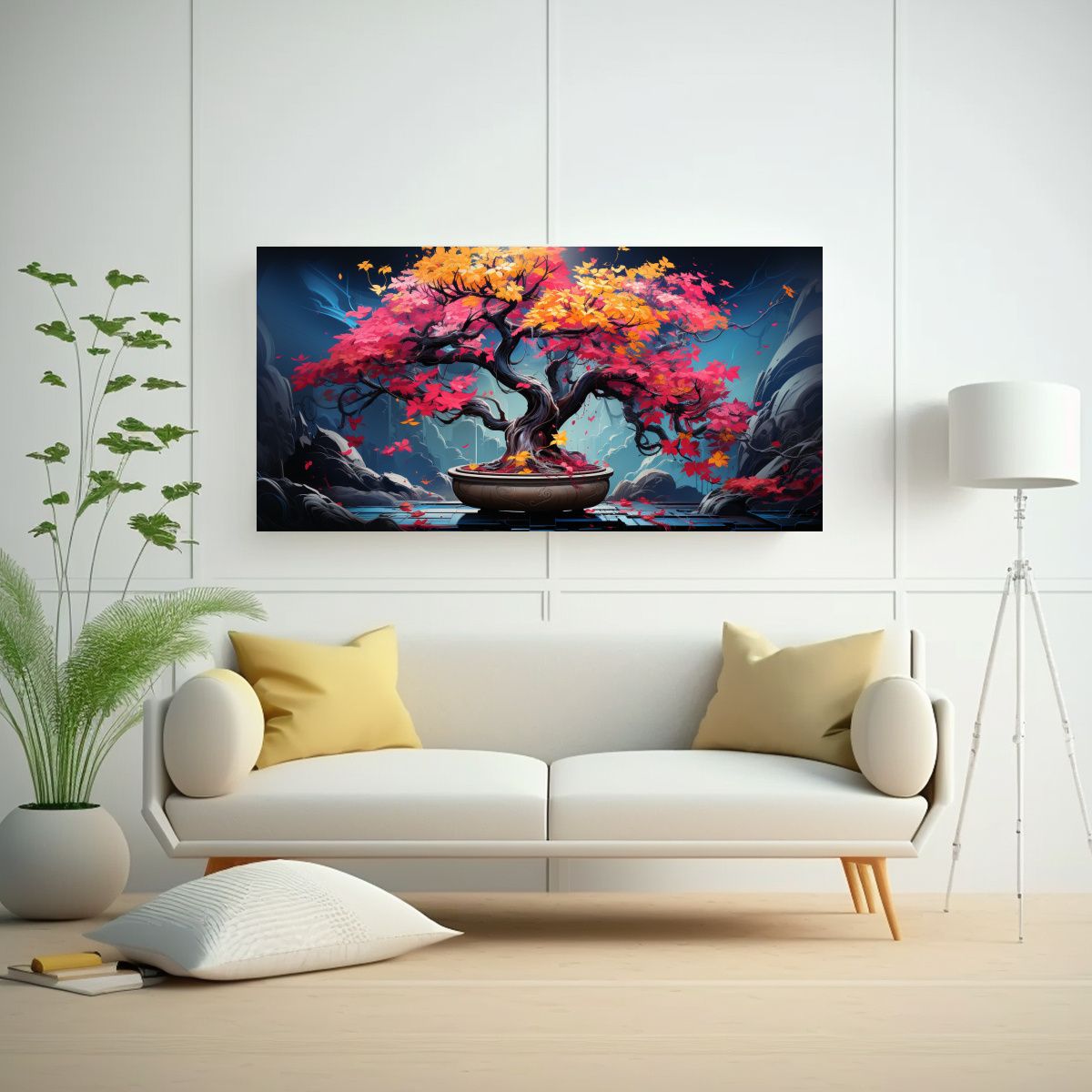 GENERICO - Pintura Decorativa Esquema Fucsia Bonsái En 140x70 Cm