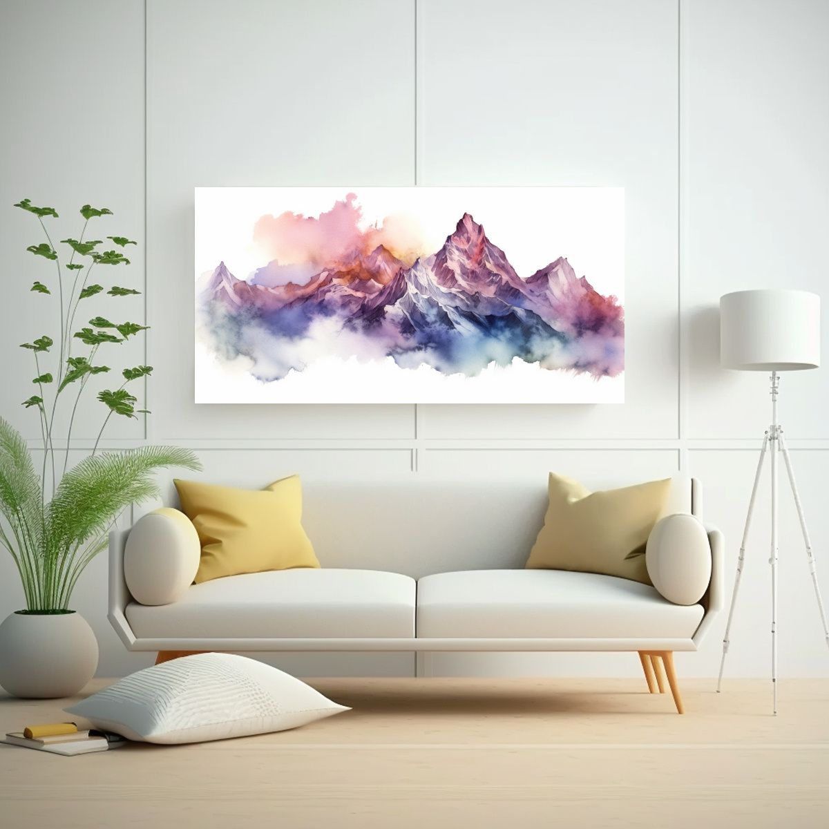 GENERICO - Pinturas De Montañas Cálidas En Acuarela Sobre 140x70 Cm