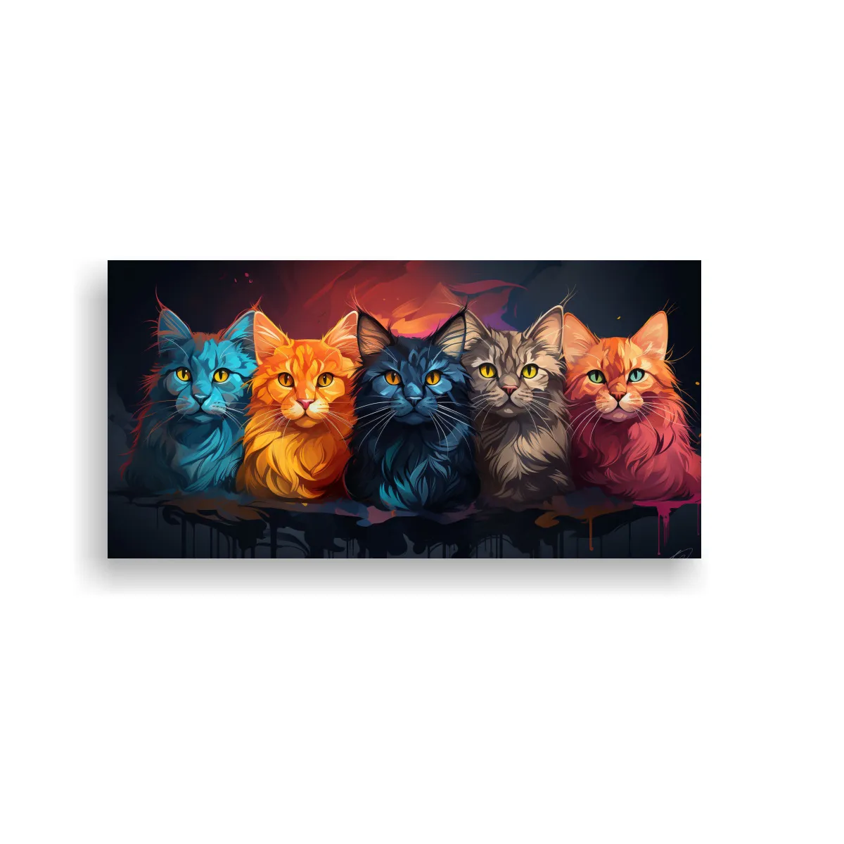 GENERICO - Lienzo Con Motivo Inspirador De Gatos En Colores 120x60 Cm
