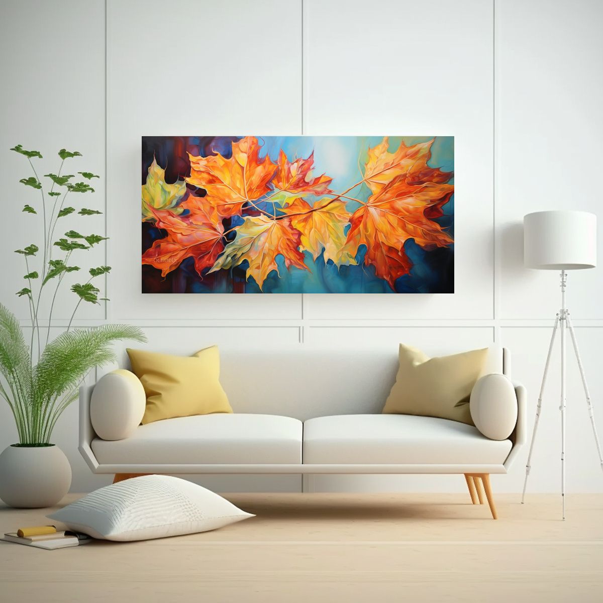 GENERICO - Pintura Abstracta De Hojas De Arce En Arte 120x60 Cm