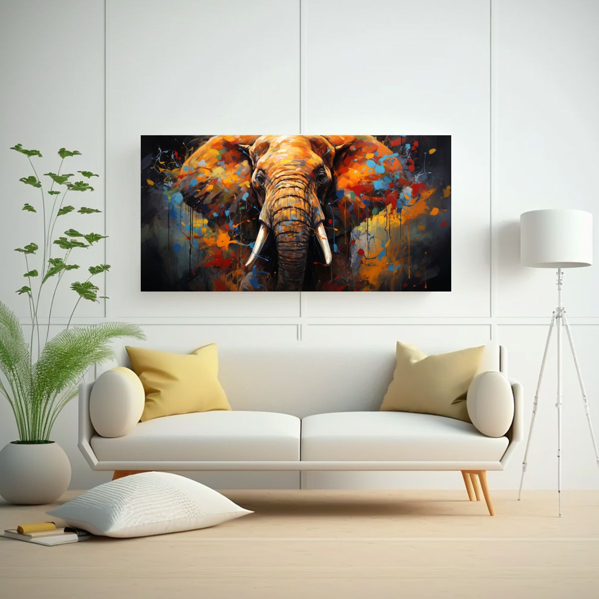 GENERICO - Pintura Al Estilo óleo De Elefante Abstracto 120x60 Cm.