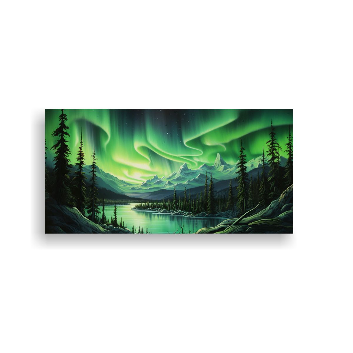 GENERICO - Cuadro Abstracto Verde Luces Del Norte Para 120x60 Cm.