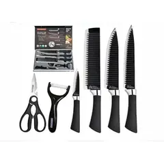 GENERICO - Set de Cuchillos Premium Mango Antideslizante Negro