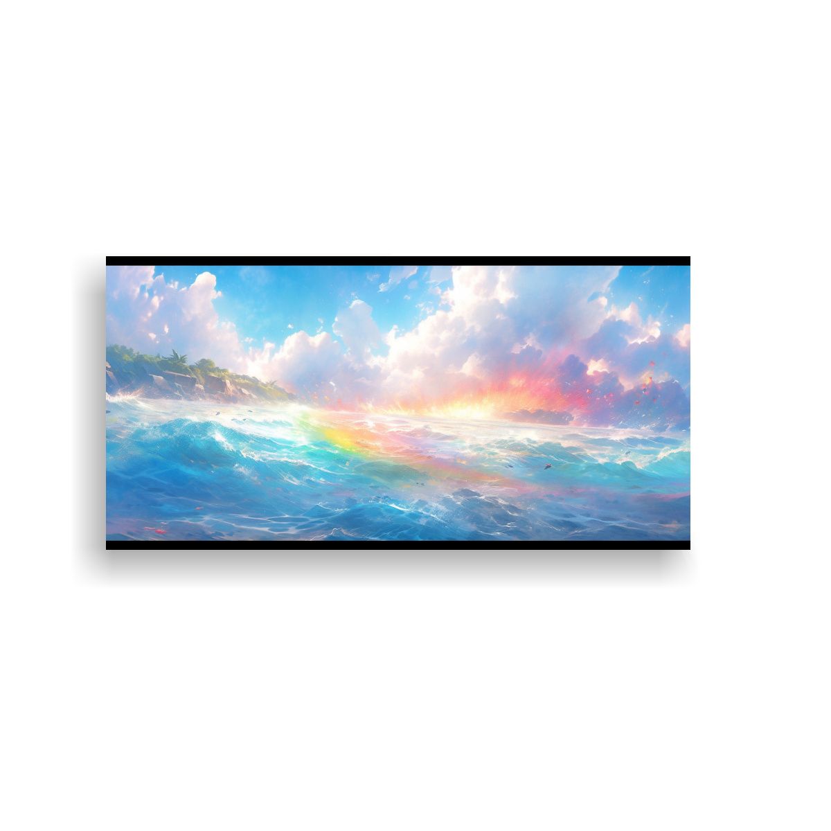 GENERICO - Cuadro Abstracto Multicolor Cielo Mar Y Arcoíris 140x70 Cm