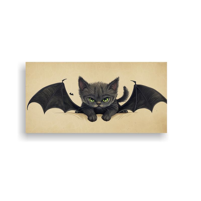GENERICO - Cuadro Acuarela Gatito Vampiro Gris Oscuro Lindo 140x70 Cm