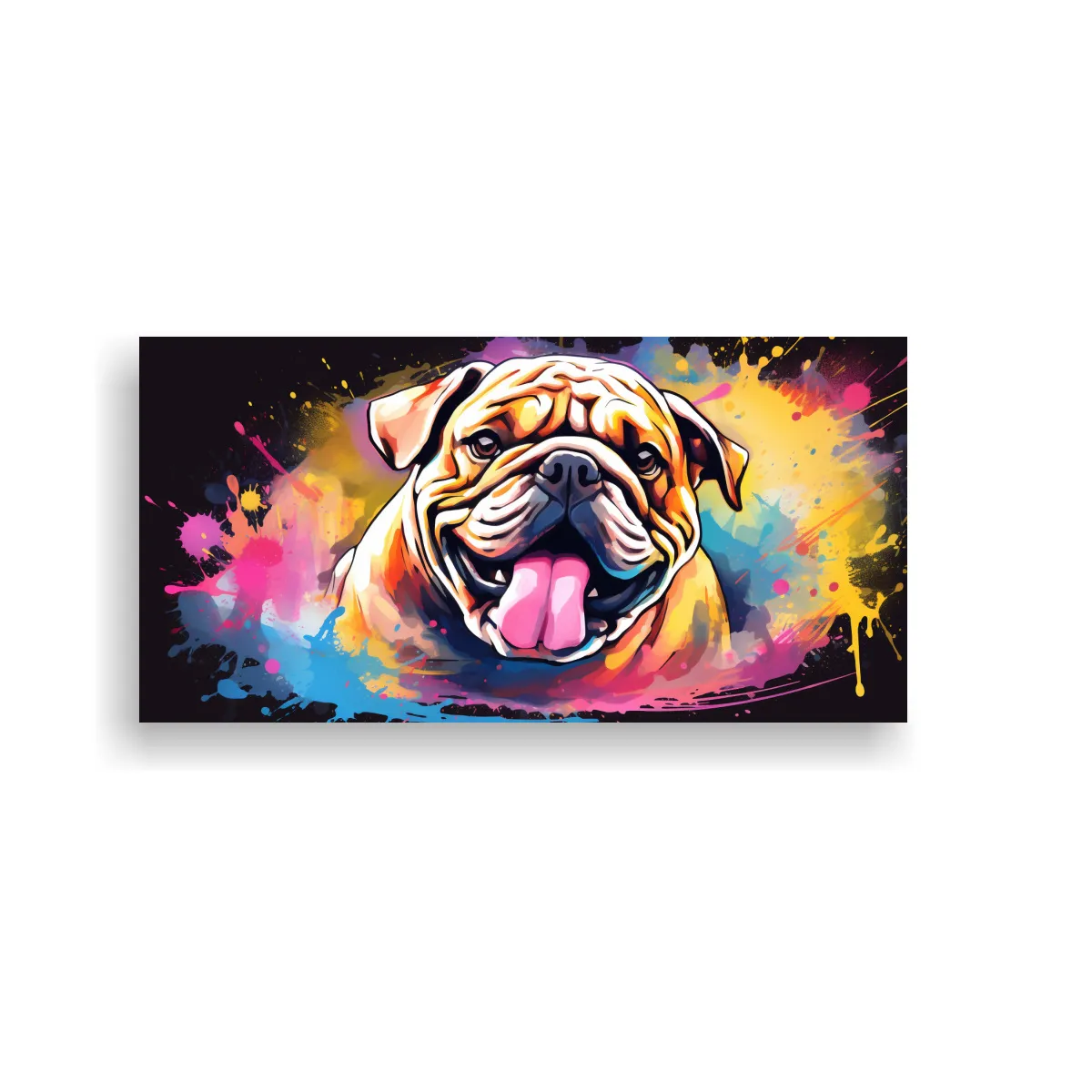 GENERICO - Cuadro Bulldog En Vibrantes Colores Neo Pop Art Y 140x70 Cm