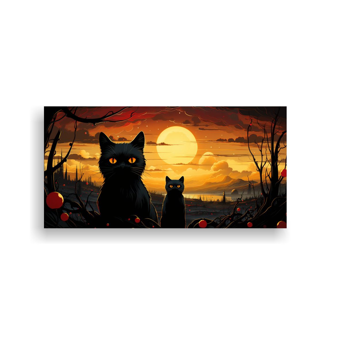 GENERICO - Pinturas Acuarela De Gatos Negros Exuberantes 120x60 Cm