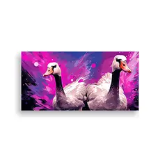 GENERICO - Imagen De Gansos En Colores Morado Y Rosa Arte 140x70 Cm
