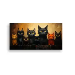 GENERICO - Pinturas Decorativas De Gatos Negros Sobre 120x60 Cm.