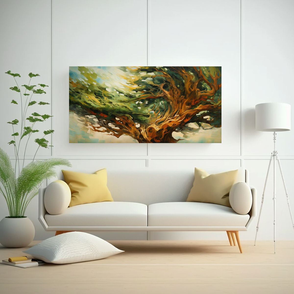 GENERICO - Pintura Abstracta De árbol De Ciprés En Estilo 140x70 Cm.