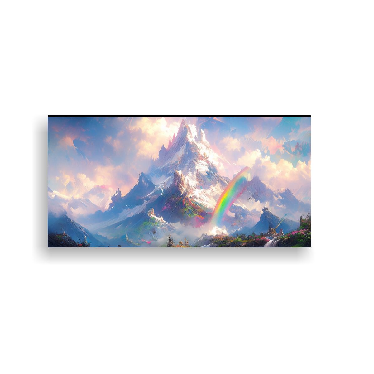 GENERICO - Cuadro De Montañas Famosas Y Arcoíris En 140x70 Cm