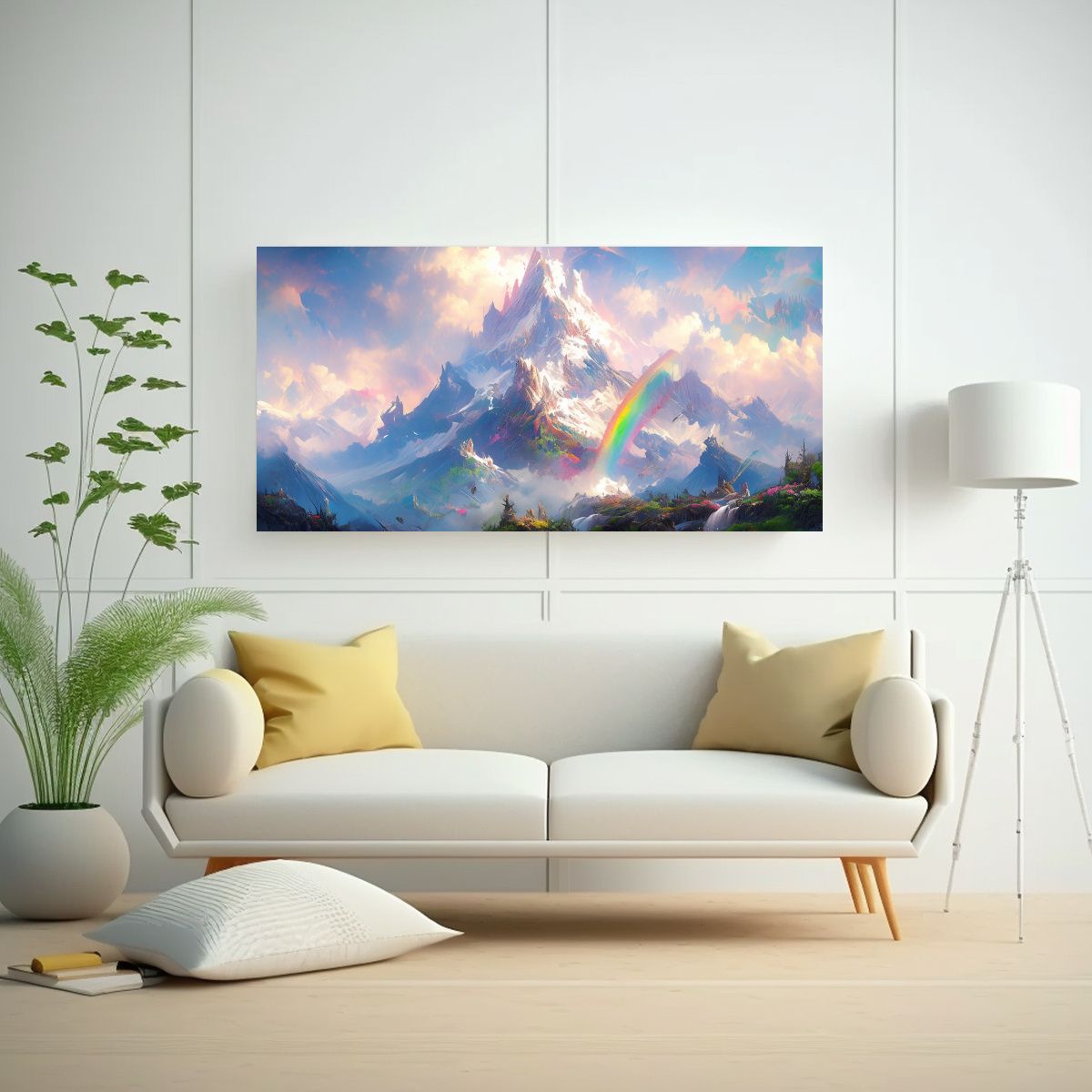 GENERICO - Cuadro De Montañas Famosas Y Arcoíris En 140x70 Cm