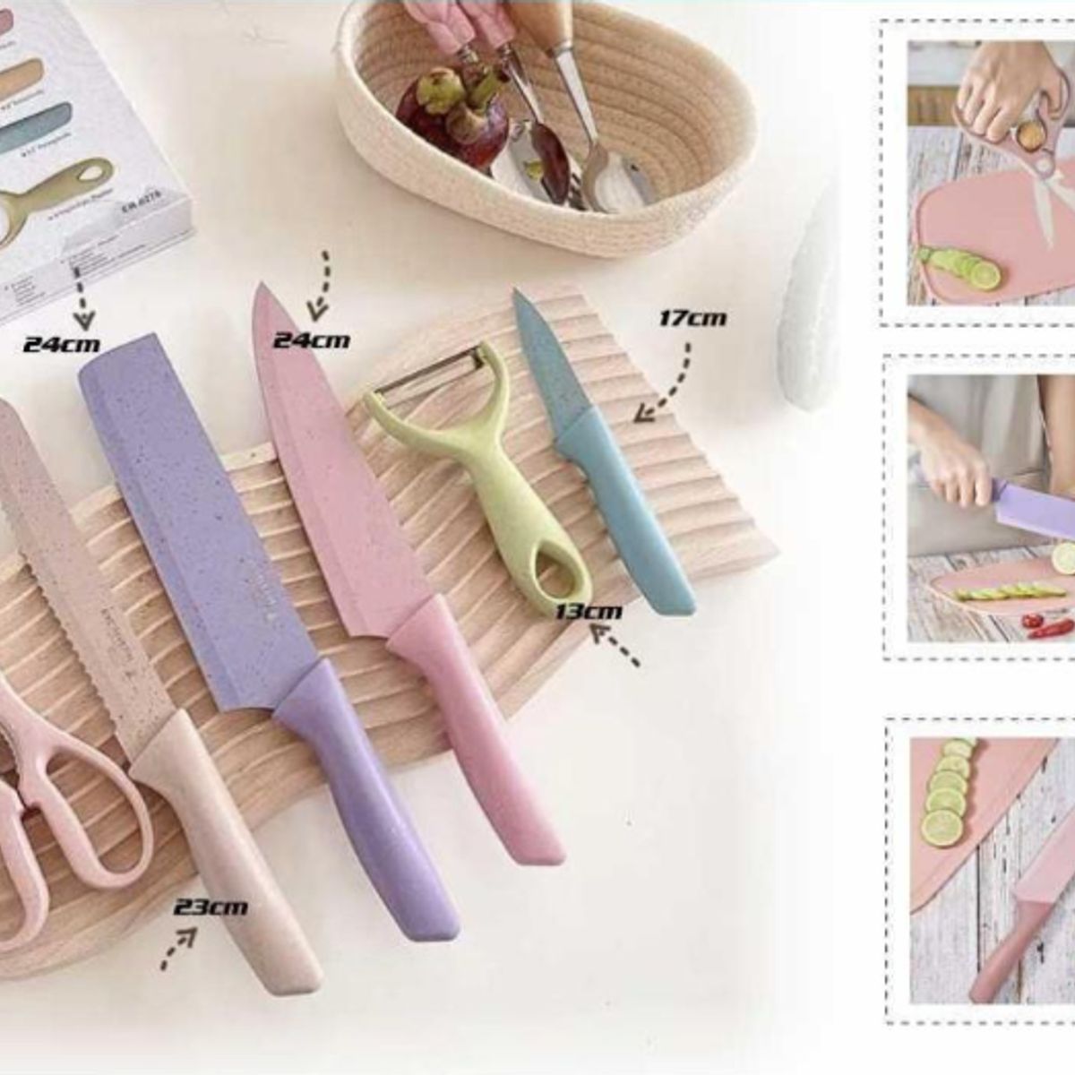 GENERICO - Juego De Cuchillos + Tijera De Colores Pequeño