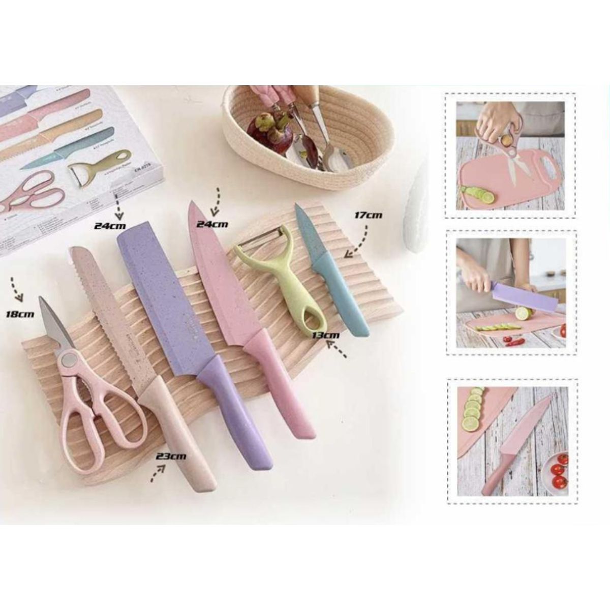 GENERICO - Juego De Cuchillos + Tijera De Colores Pequeño