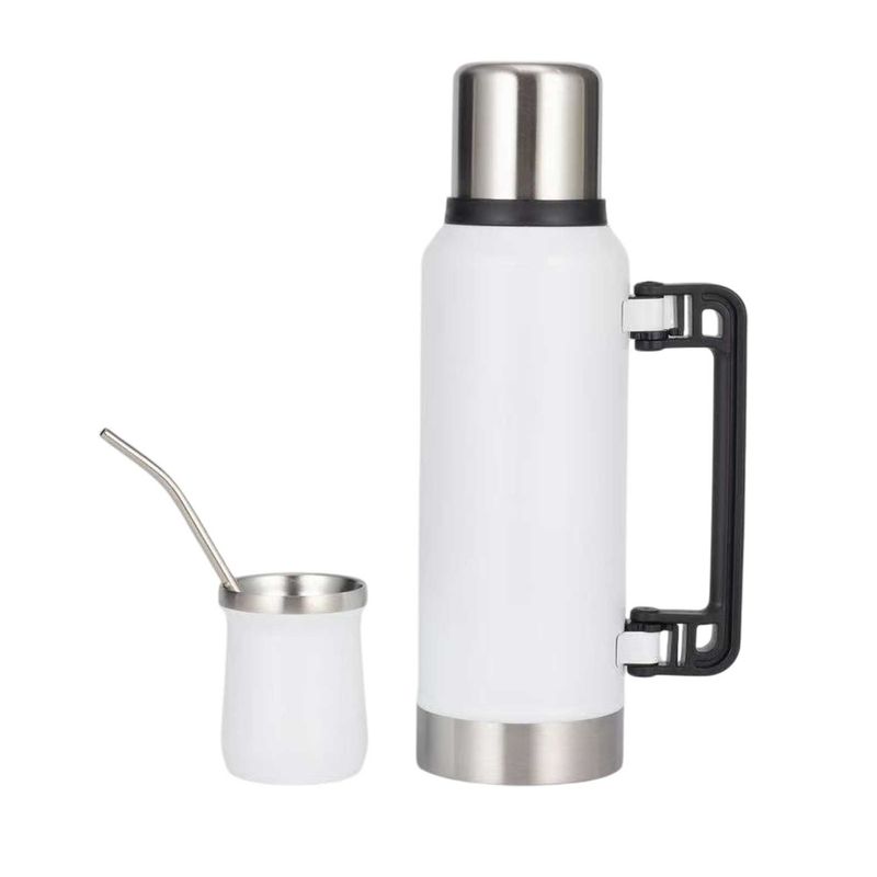 GENERICO - Termo Agua Frío/calor 1.3 L +mate 260 Ml Con Bombilla Blanco