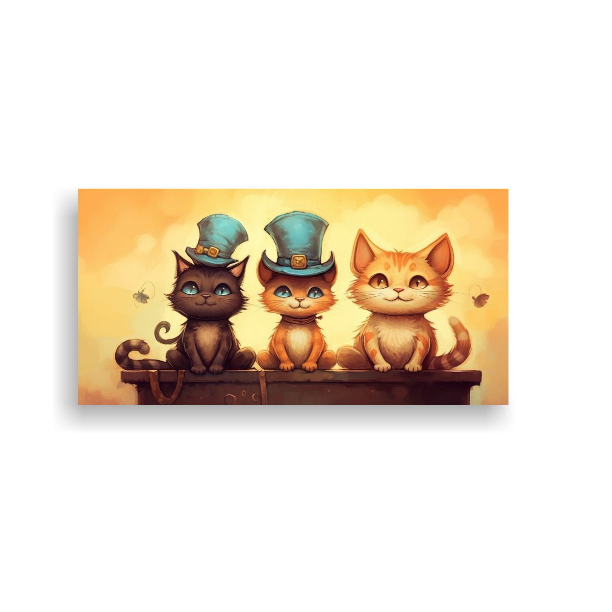 GENERICO - Cuadro Decorativo Gatos En Pila Mirando Al Cielo 120x60 Cm