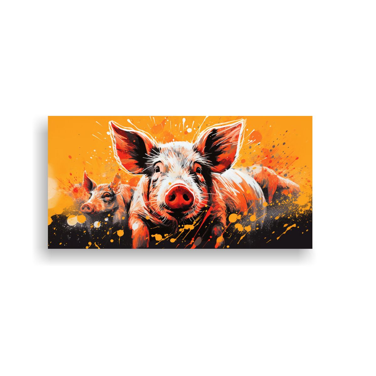 GENERICO - Cuadro En Bastidor Pigs Vibrantes Y Naranjas 120x60 Cm
