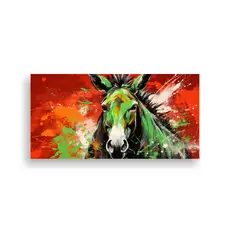 GENERICO - Cuadro Tela Escena Mula Verde Y Roja Arte Pop Neo 120x60 Cm