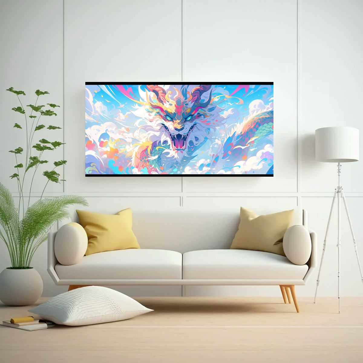GENERICO - Pintura Tela Bastidor Calidad Económica Dragón 140x70 Cm