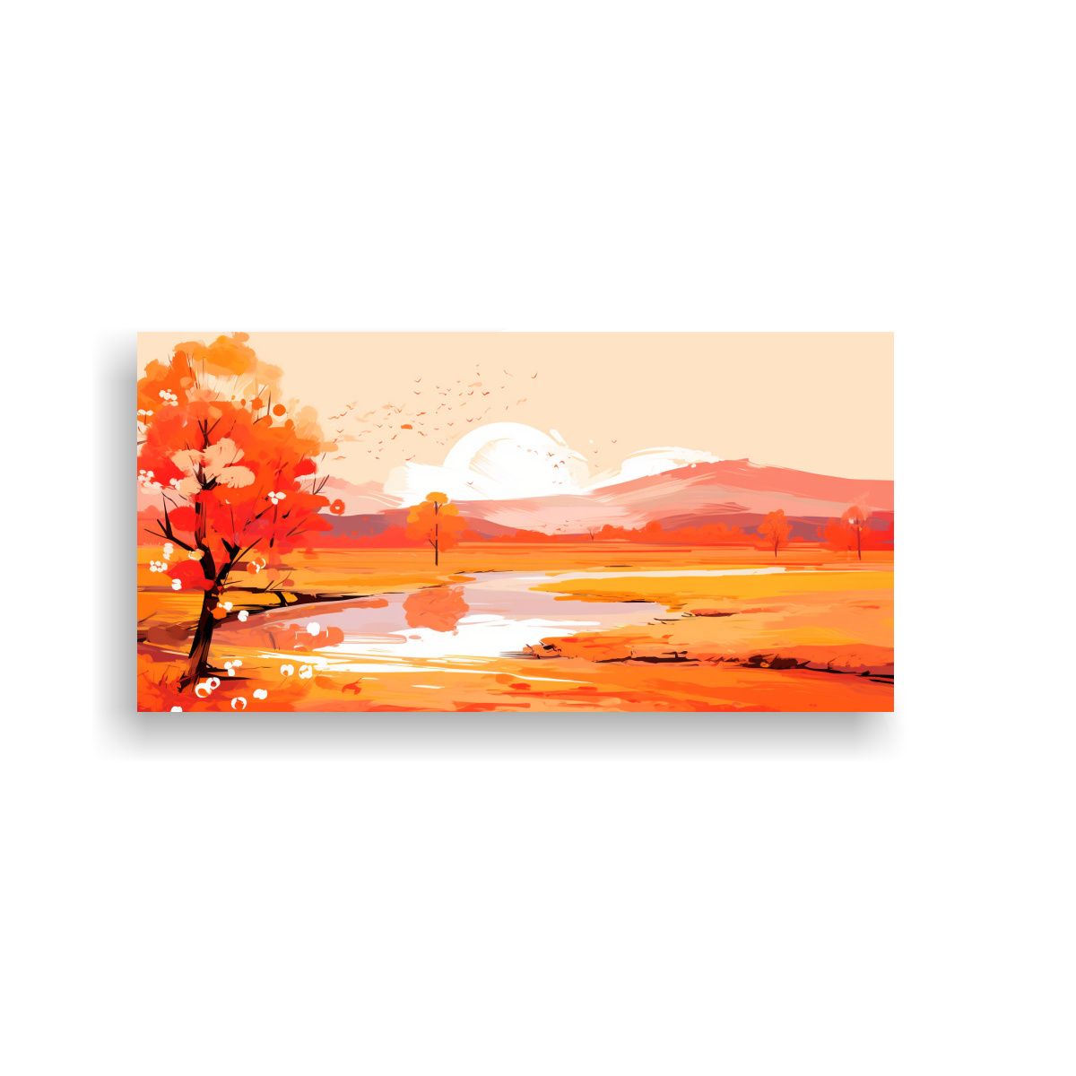 GENERICO - Cuadro Abstracción Paisaje Primavera Tonos 120x60 Cm