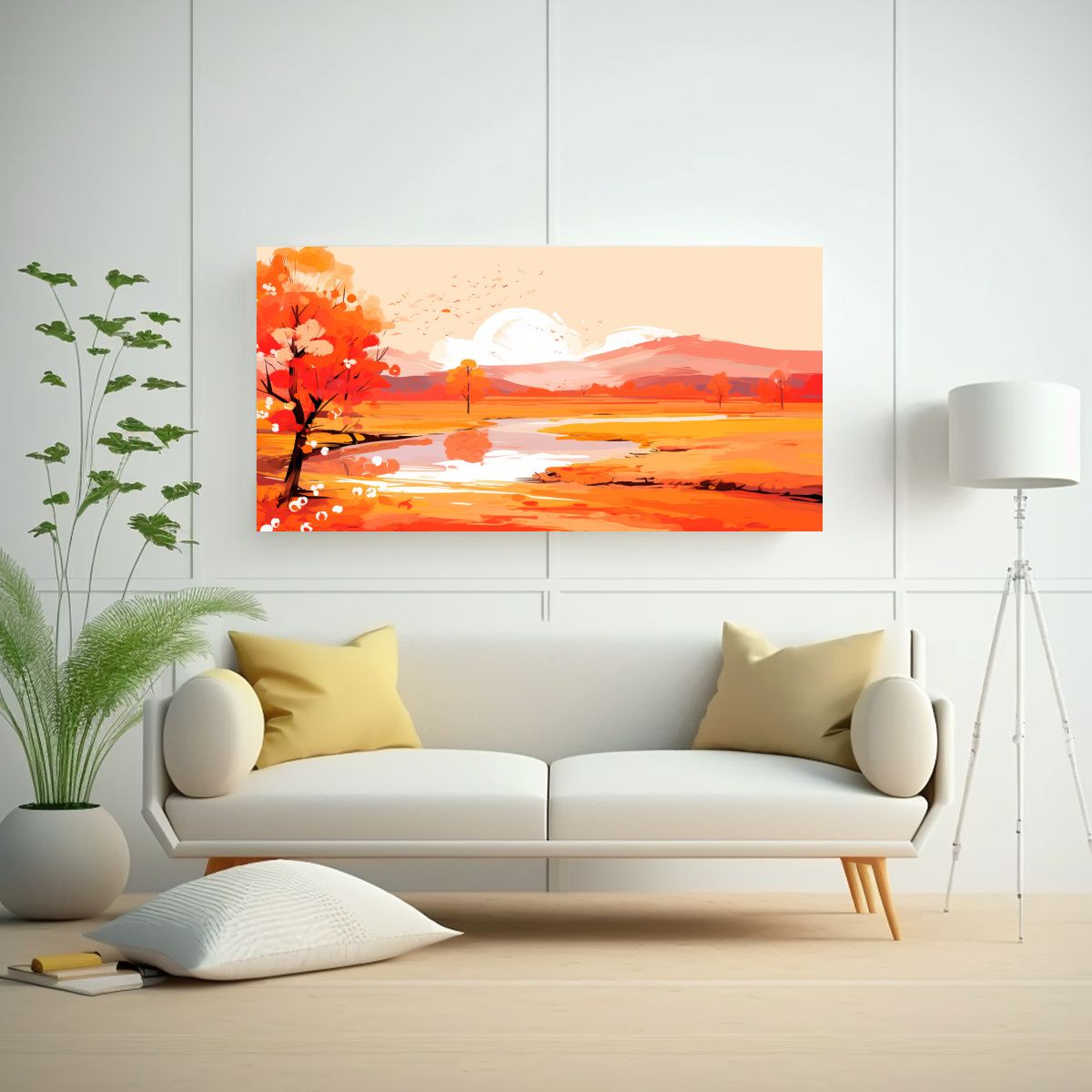 GENERICO - Cuadro Abstracción Paisaje Primavera Tonos 120x60 Cm